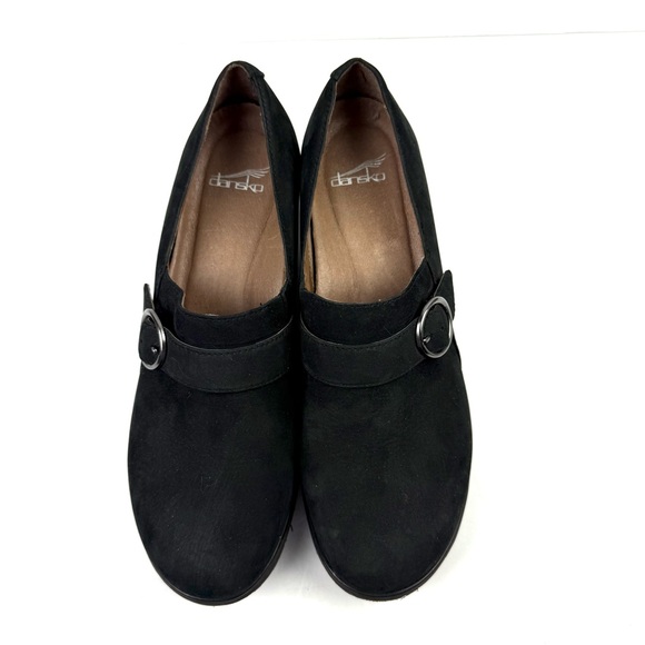 Dansko Clio Shoes 42 Black Nubuck Leather Wedge Shoes Womens Slip On 12 - Picture 3 of 13